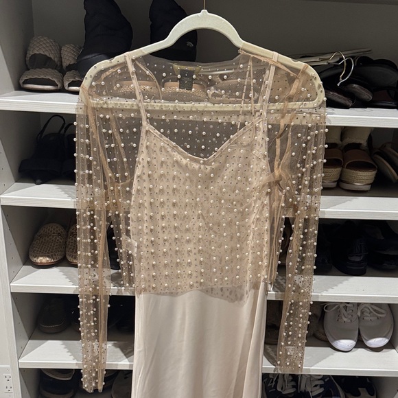 House of Harlow 1960 Gold and Cream Long Sleeve Dress - Picture 4 of 4